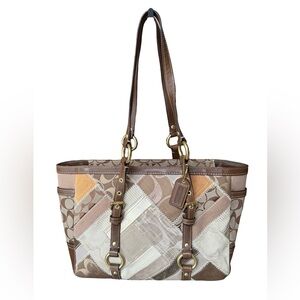 Coach Patchwork Tote Bag - Brown and Tan